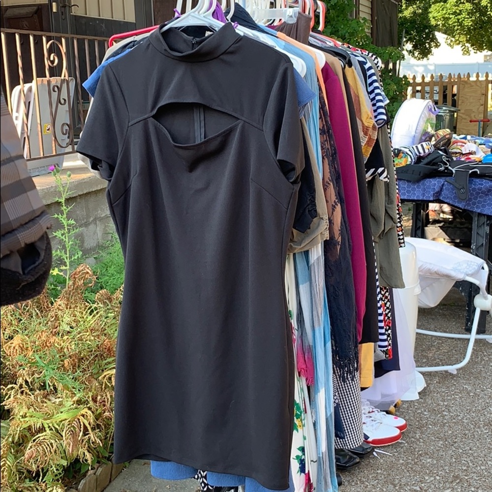 Black mini dress with keyhole detail